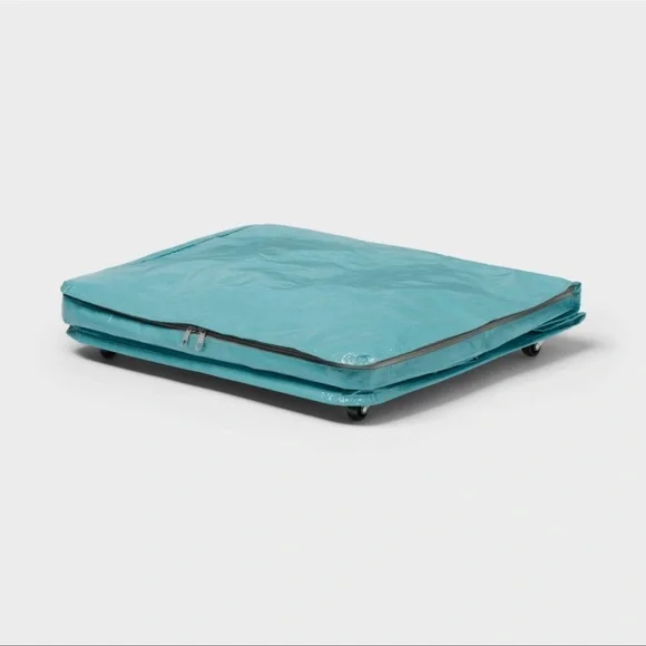 NWT Brightroom Pewter Aqua Storage Bag Collapsible Rolling Bag Tote - Picture 4 of 6